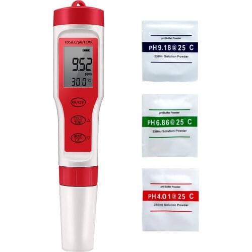 4 in 1 PH EC TDS Temperature Meter Digital Water Quality Tester Professional PH Monitor for Pool Aquariums Drinking Water