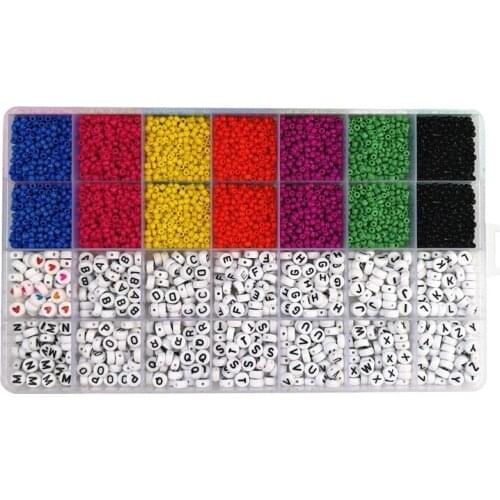 5000Pcs m Glass Rice Beads A-Z 26 Letter Beads DIY Square Beaded Handmade Bracelet Material for Jewelry Making