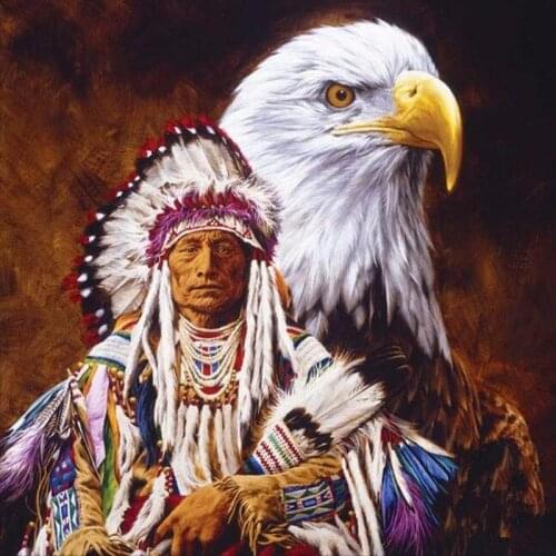 Diy 5d Diamond Painting Indian With Eagle Cross Stitch 5d Diamond Embroidery Home Decoration Needlework Diamond Mosaic Painting