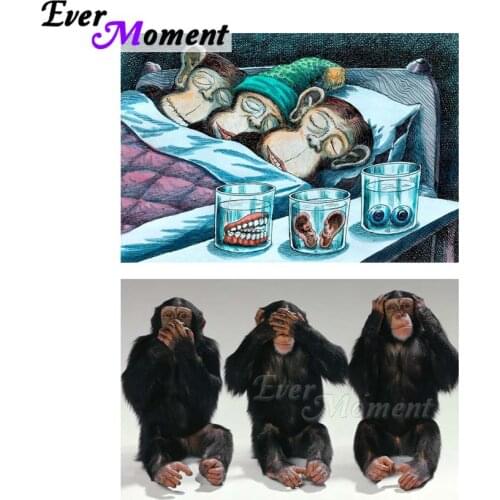 Ever Moment Diamond Painting Monkey Animal Orangutan Diamond Embroidery 5D DIY Full Square Resin Cross Stitch Gift ASF2077