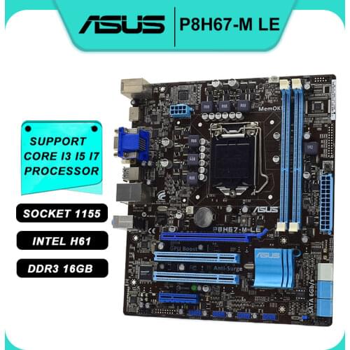 For ASUS P8H67-M LE original motherboard DDR3 LGA 1155 16GB USB2.0 DVI VGA HDMI H67 Desktop motherborad