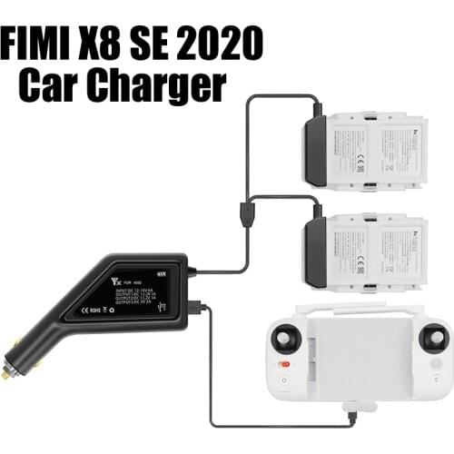 3 in 1 Battery Car Charger USB Charge Adapter for FIMI X8 SE 2020 Drone Remote Controller Batteries Charging Accessries
