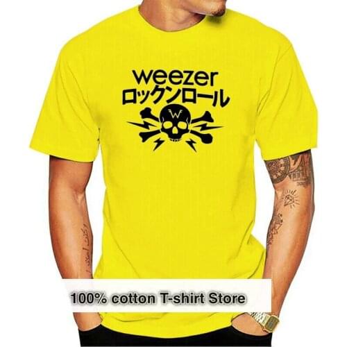 Weezer Kanji Skull Crossbones Image White T Shirt Men Women New Soft Band Merch Tee Shirt graphic retro Tops