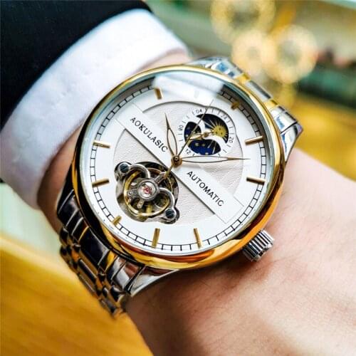 JOJOZ Mens genuine waterproof automatic mechanical watch mens tourbillon hollow brand-name adult watch