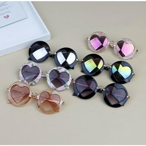 New Fashion Kids Baby Retro Heart-shape Sunglasses Anti-UV Boys Girls Children Glasses