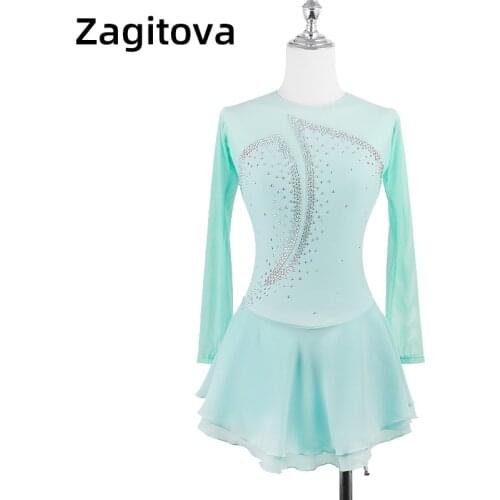 Figure Skating Dress Women girl Ice Skating Dress Clothes Light blue Gymnastics Costume Custom