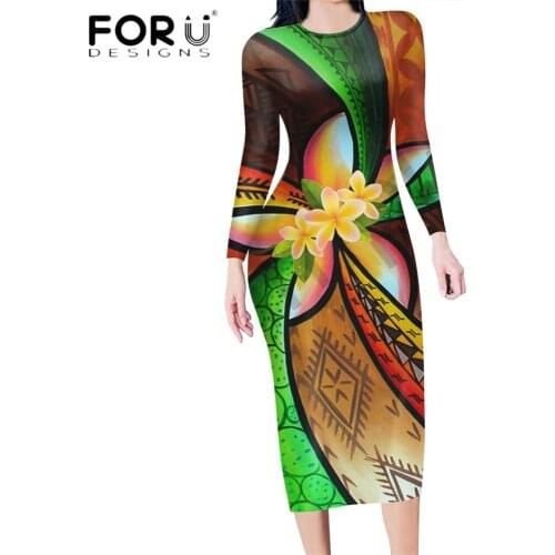FORUDESIGNS 2020 Hot Style Women Maxi Long Tops Dress Hawaiian Poly Plumeria Printing High Quality Sexy Club Party Vestidos