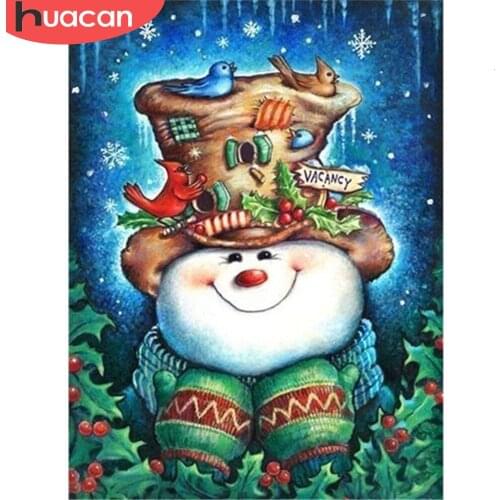HUACAN 5D Christmas Diamond Painting Snow Man Handcraft Art Kits Full Drill Square Home Decoration Lover Gift