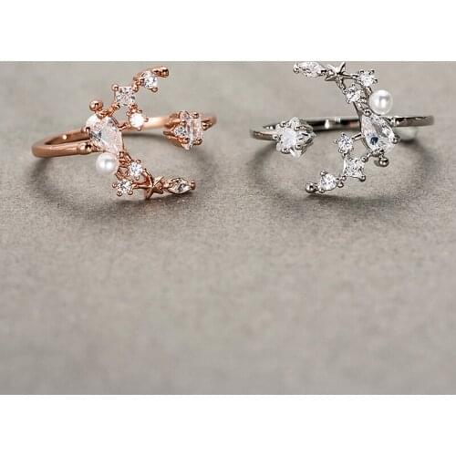 Huitan Novel Womens Finger Ring Romantic Moon and Star Design Wedding Party Opening Rings Fashion Luxury New Jewelry Drop Ship