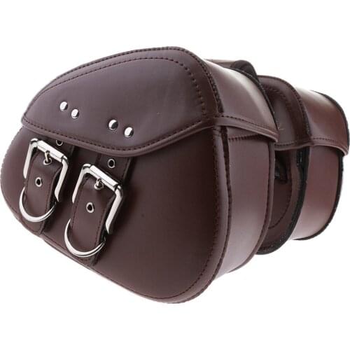 Brown Motorcycle Two Bags Panniers Swing Arm Saddle Bag for Yamaha