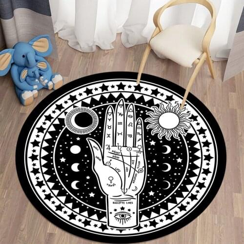 Boho Style Round Carpet for Living Room Rugs Demon Eye Fatima Hand Mat Carpets for Bed Room Large Living Room Decoration