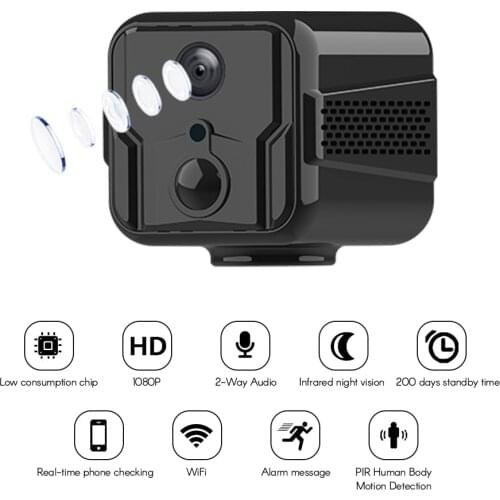 1080P HD Mini Camera Smart WiFi Security Camera Night Vision 2 Way Audio with Base Bracket for Home Security Kids Monitoring