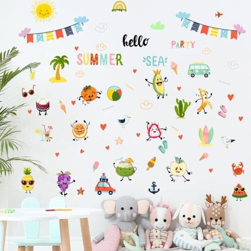 Cartoon Fruit Party Wall Stickers Childrens Room Kindergarten Background Wall Decoration Wall Stickers wall decor