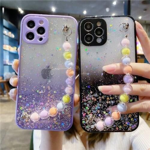Glitter Wristband Bead Bracelet Soft Phone Case For iphone 12 Pro max 11 6 6S 7 PLUS 8 Plus X XS Max XR Fundas Silicone Cover