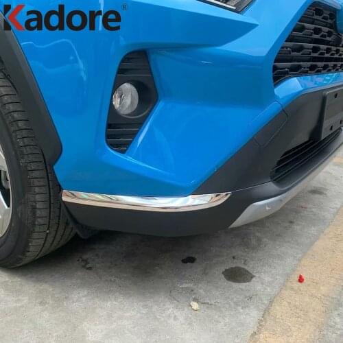 For Toyota RAV4 RAV 4 2019 2020 2021 ABS Chrome Front Bumper Corner Cover Trim Molding Strip Decorative Car Styling Accessories