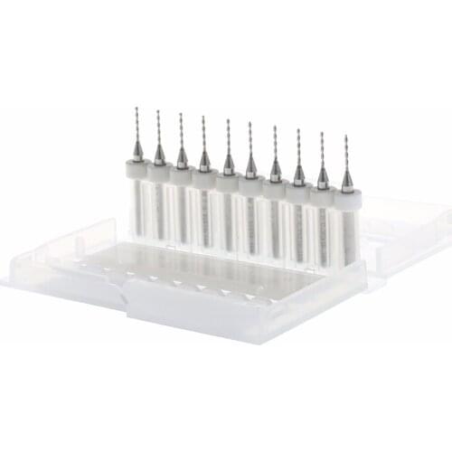 OOTDTY Hot 10Pc 0.9mm Tip 1/8" Shank Spiral Flute Tungsten Carbide Micro PCB Drill Bits #1A0906