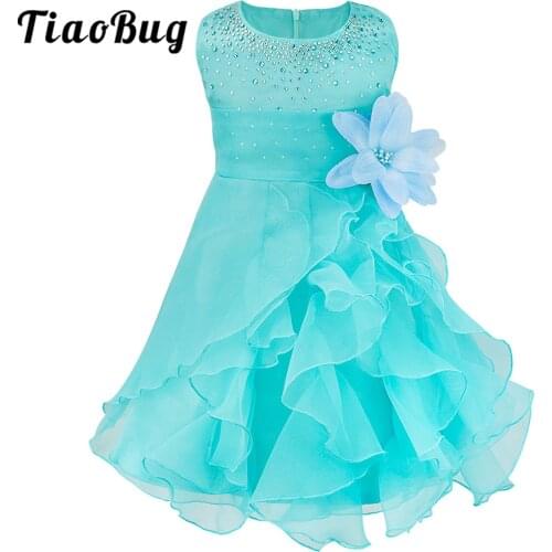 Infant Baby Girls Flower Girls Princess Dress Sleeveless Organza Tutu Birthday Party Baptism Little Kids First Communion Dress