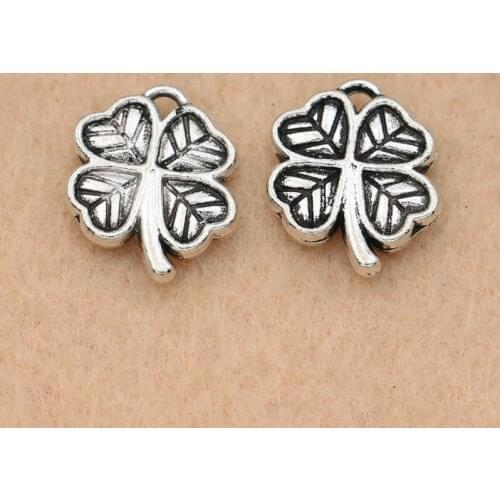 10pcs Antique Silver Plated Clover Leaf Charms Pendants Jewelry DIY Accessories Jewelry Findings 13x11mm