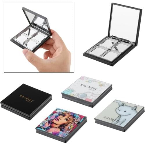 4Grids Empty DIY Makeup Magnetic Eye Shadow Container Tray Cosmetics Palette with Mirror Travel for Women Girls