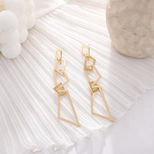 Simple Hollow Geometric Earrings Fashionable Temperament Wild Style Design Irregular Long Earrings 2021 New Trend Pendientes