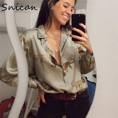 Snican Spring Leopard Print Shirts Vintage Long Sleeve Office Ladies Blouse Za 2012 Camisas Ladies Tops shirt fitness Blusas Top