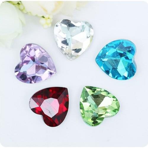 ZOTOONE 50Pcs Pointback Heart-shaped Rhinestone 8/10/12MM Glue-on Rhinestone Glass Crystal DIY Jewelry Wedding Accessories D