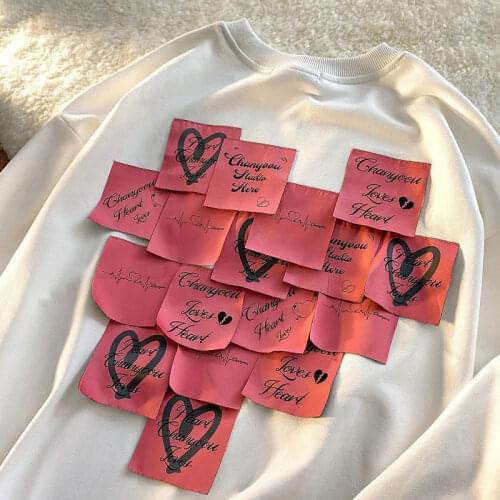 Y2k Love Post-it guard sweater round neck pullover sweater 2021Retro loose trend gentle student sweater jacket net red hot sa