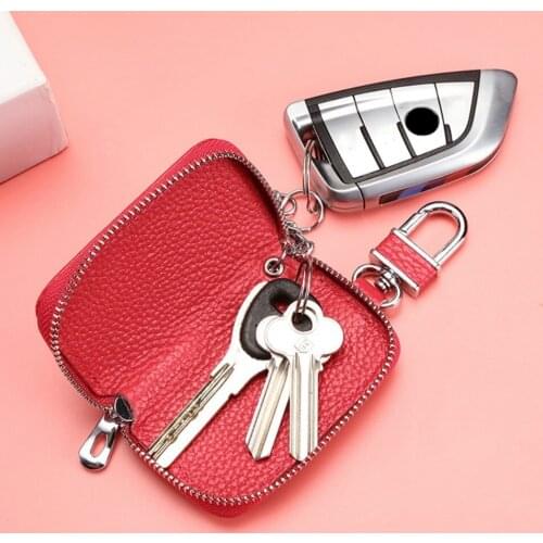 Solid Color Car Key Chains Key Holder Leather Men Women Key Bag Small Key Wallet Keychain Organizer Car Accessories for Girls