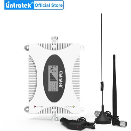 Lintratek 4G Smartphones Signal Booster Set Whip Antenna 4G LTE Cellular Signal Amplifier Repeater 700 1800 2100 850MHz Car Use