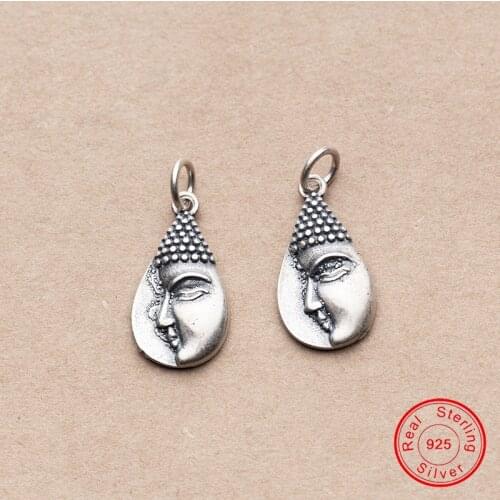UQBing Retro Vintage Half Face Buddha Dangle Charms Fit Women DIY 925 Sterling Silver Jewelry Findings