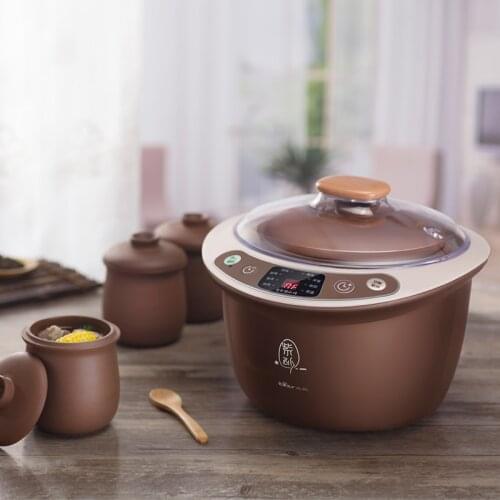 Bear 220V Slow Cooker Water-proof Stew Pot Purple Casserole Household 2.5L Electric Cooker Ceramic Pot Soup Porridge Health Pot