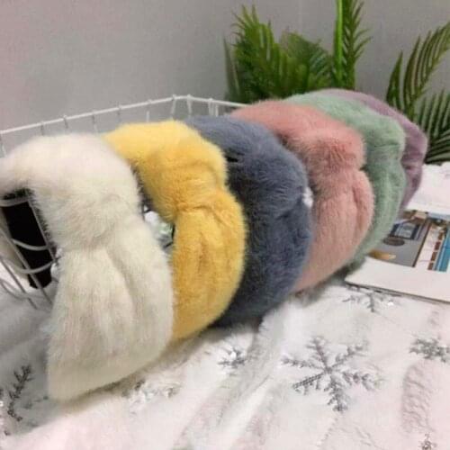 2020 Fashion Girls Headband Lamb Wool Pure Color Bowknot Women Hair Accessories With Elastic Fashion Hair Knot Turban Bands