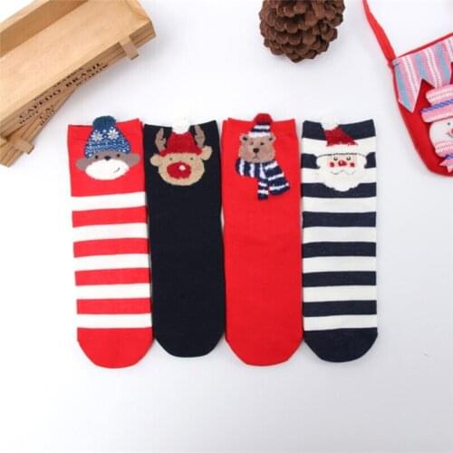 2020 Women Girls Santa Claus Deer/Fox/Bear Cartoon Winter Christmas Socks Comfy Thermal Cotton Sock