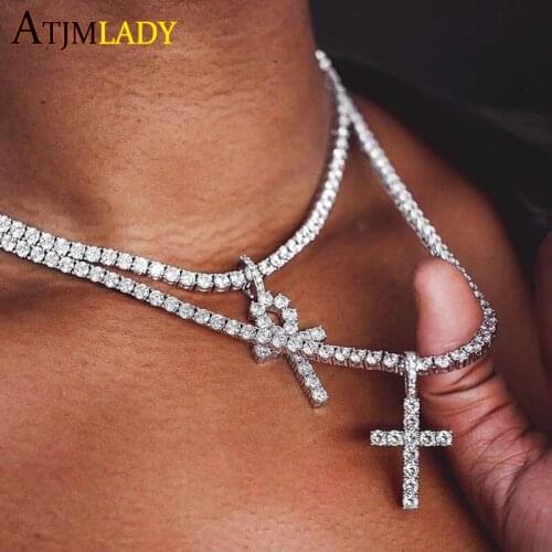 Collares Real Women Collier Maxi Necklace Usa Hot Selling 24" Tennis Chain Filled Pendant Hip Hop Bling Mens Necklace
