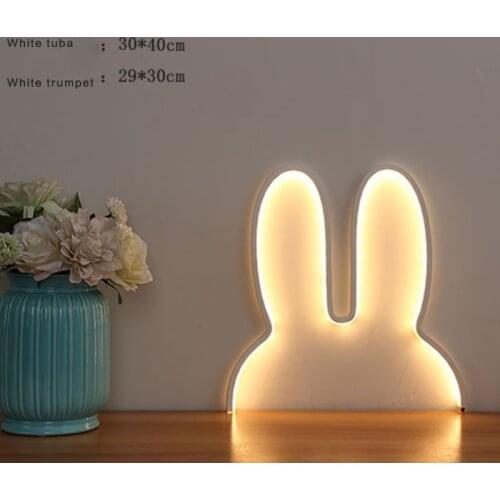 USB Powered LED Rabbit Children Baby Bedside Table Lamp Bedroom Nightlight Black White Gold 1 PCS