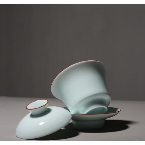 150ml Celadon Gaiwan Chinese Kung Fu Tea Bowl Ceramic Teapot Master Cup Tea Tureen Teacups Lid Saucer Set Drinkware Teaware Gift