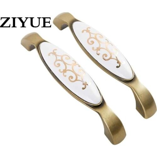 2PCS/LOT Free Shipping Antique Bronze Double European Garden Ceramic Furniture Door Drawer Wardrobe Zinc Alloy Handle