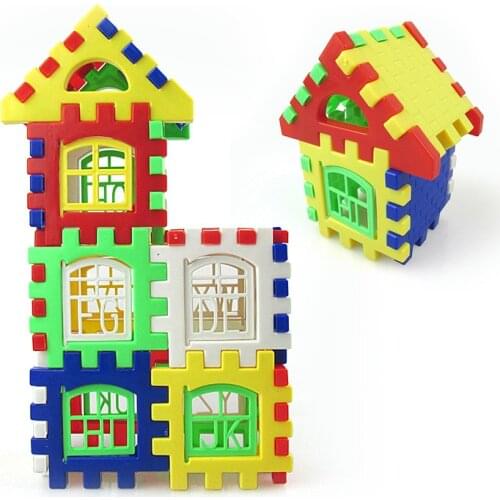 24pcs Building Blocks Kid House Building Blocks Construction Developmental Toy Set 3D Bricks Toy Construction Bricks