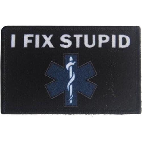 3D Embroidery Badge Stupid Star Life Medical Embroidery Patch Military Tactical Embroidery Badge Patch Band Cloth Sticker 8*5cm