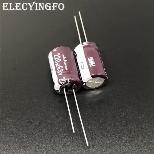 5pcs/50pcs 220uF 63V NICHICON PM Series 12.5x20mm 63V220uF Low Impedance Aluminum Electrolytic capacitor