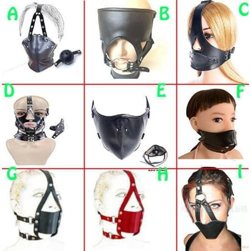 Bondage Faux Leather Mouth Gag Blindfold Eye Mask Harness Restraint BDSM Plug sexual toy adult