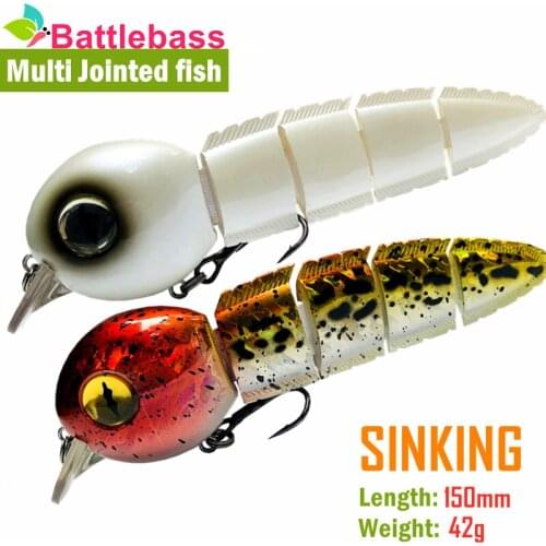 BATTLEBASS Perfect 6 inch 42g SINKING Multi Jointed Fishing Lures Swimbait Wobbler Bait Fishing Lures Wobbler Minnow Custom NEW