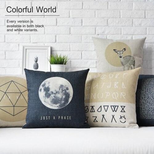 Free shipping/creative geometry deer moon cotton pillowcases fantasies 43 * 43 of cushion for leaning on the moon no core