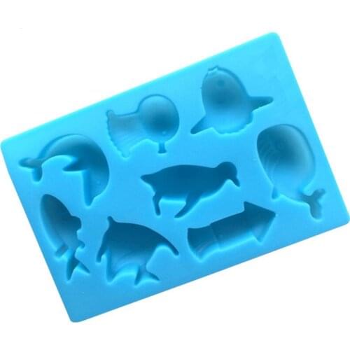 Free Shipping The Sea World Dolphin and Fish DIY Silicone Chocolate Mold Handmade Soap Mold LX1846