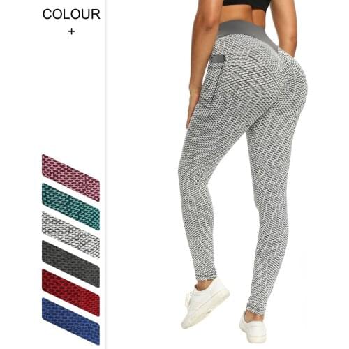 Seamless Yoga Pants Sports Fitness High Waist Peach Hip-liftting Pocket Running Cropped Trousers Workout Gym Leggings for Women