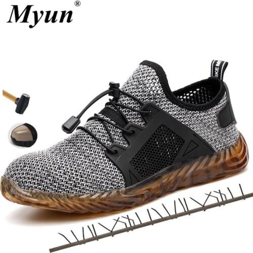 Men Women Outdoor Breathable Mesh Steel Toe Anti Smashing Safety Shoes Unisex Light Puncture Proof Comfortable Work Shoes Boots