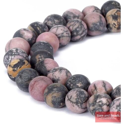 Natural Stone Dull Polish Matte Black Lace Rhodonite Beads 15" Strand 4-12 MM Pick Size For Necklace Bracelet Making MBLR01