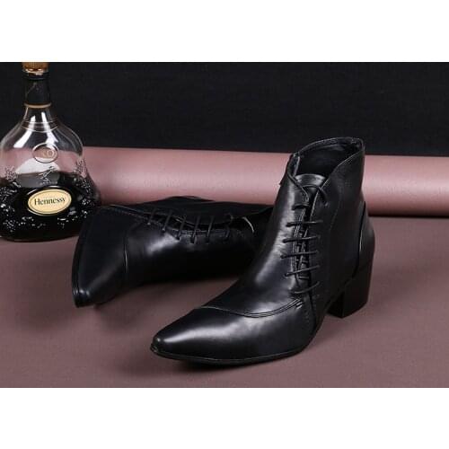 Christia Bella Winter Fashion British Style Plus Size Male Motorcycle Heighten Ankle Boots Genuine Leather Mens Business Shoes