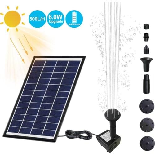 Solar Fountain Kit 6W With Panel And Water Pump And Others Portable Solar Powered For Birdbath Backyard Pond Pool Garden Decor