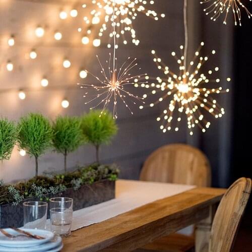 DIY Holiday Led Christmas Lights Outdoor Solar Fireworks String Lights Led Lights Decoration For Party Holiday Wedding Garland